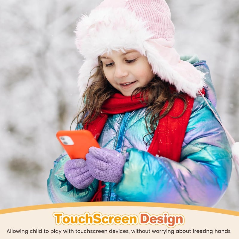 Clothclose Kids Winter Gloves for Boys Girls, Warm Winter Gloves for Kid, Knit Cable Fleece Lined Toddler Kids Glove Mitten - Image 5